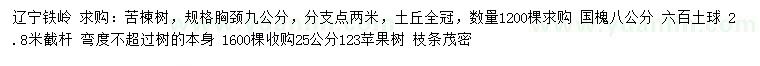 求购苦楝树、国槐、苹果树等