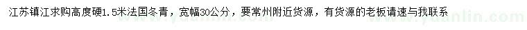 求购高1.5米法国冬青