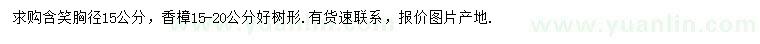 求购胸径15公分含笑、15-20公分香樟