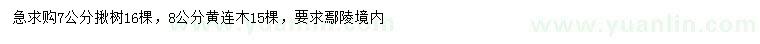 求购7公分楸树、8公分黄连木