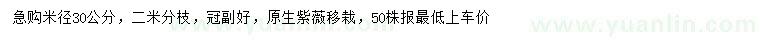 求购米径30公分原生紫薇