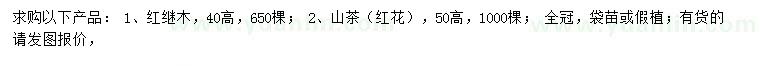 求购高40公分红继木、50公分山茶