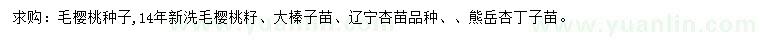 求购毛樱桃种子、毛樱桃籽、大榛子苗等