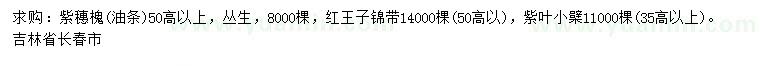 求购紫穗槐(油条)、红王子锦带、紫叶小檗