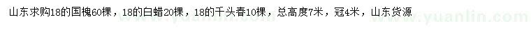 求购国槐、白蜡、千头椿