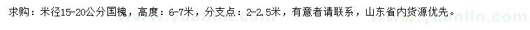 求购米径15-20公分国槐