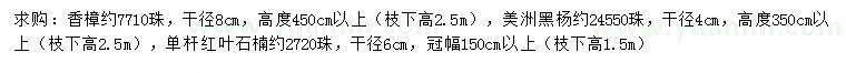 求购香樟、美洲黑杨、单杆红叶石楠