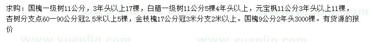 求购国槐、白蜡、元宝枫等