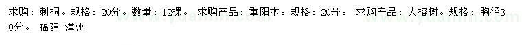 求购刺桐、重阳木、榕树