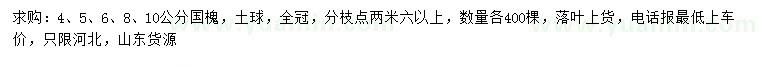 求购8、10公分国槐