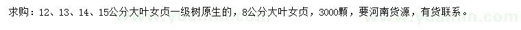 求购8、12、13、14、15公分大叶女贞