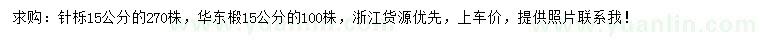 求购15公分针栎、华东椴