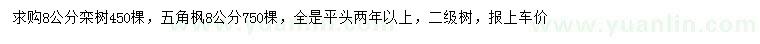 求购8公分栾树、五角枫