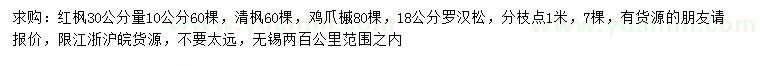 求购红枫、青枫、鸡爪槭等