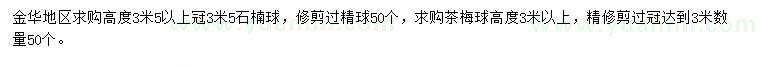 求购冠幅3.5米石楠球、高3米以上茶梅球