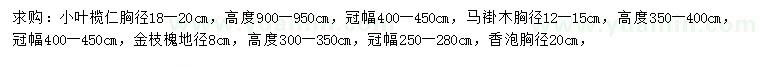 求购小叶榄仁、马褂木、金枝槐等