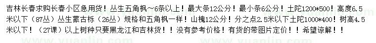 求购丛生五角枫、丛生蒙古栎、山槐