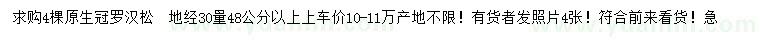 求购30量48公分以上原生冠罗汉松