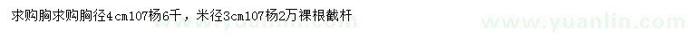 求购胸径4公分、米径3公分107杨树