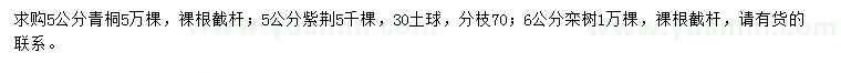 求购青桐、紫荆、栾树