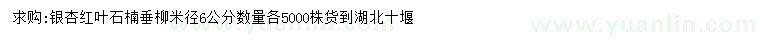 求购银杏、红叶石楠、垂柳