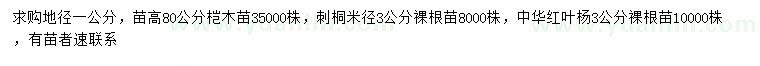 求购桤木、刺桐、中华红叶杨