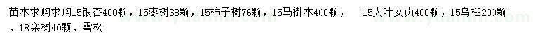 求购银杏、枣树、柿子树等