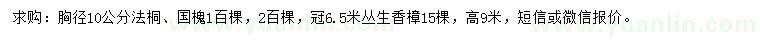 求购法桐、国槐、丛生香樟