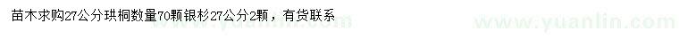 求购27公分珙桐、银杉