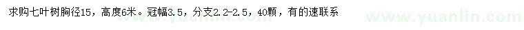 求购胸径15公分七叶树