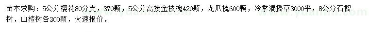 求购樱花、金枝槐、龙爪槐等