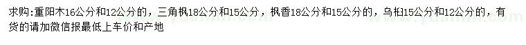 求购重阳木、三角枫、枫香等