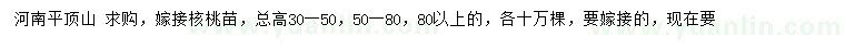 求购总高30-50、50-80、80公分以上嫁接核桃苗