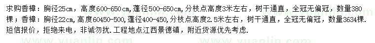 求购胸径25、22公分香樟