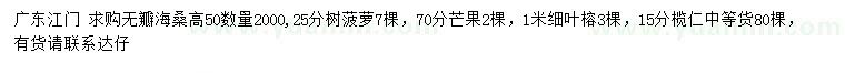 求购无瓣海桑、树菠萝、芒果等