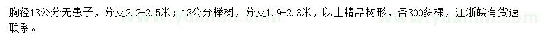 求购胸径13公分无患子、榉树