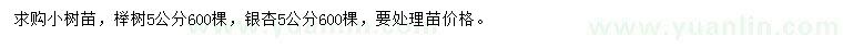 求购5公分榉树、银杏