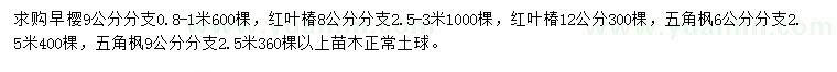 求购早樱、红叶椿、五角枫