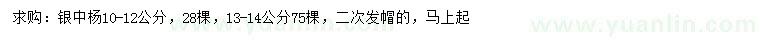 求购10-12、13-14公分银中杨