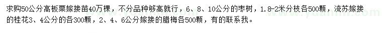 求购板栗嫁接苗、枣树、桂花等