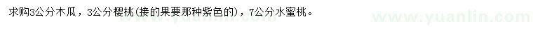 求购木瓜、樱桃、水蜜桃