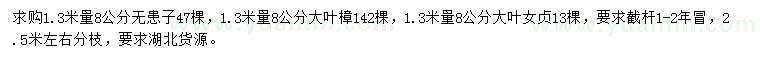 求购无患子、大叶樟、大叶女贞