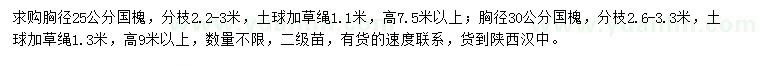 求购胸径25、30公分国槐