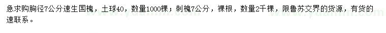 求购胸径7公分速生国槐、刺槐