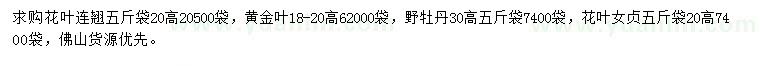 求购花叶连翘、黄金叶、野牡丹等