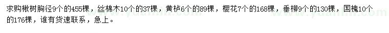 求购楸树、丝棉木、黄栌等