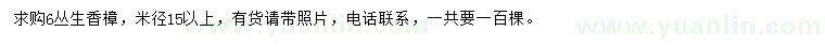 求购米径15公分以上丛生香樟