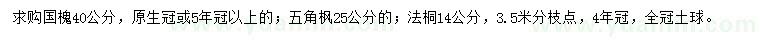 求购国槐、五角枫、法桐