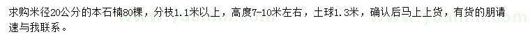 求购米径20公分本石楠