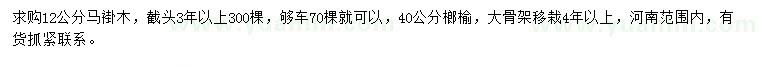 求购12公分马褂木、40公分榔榆